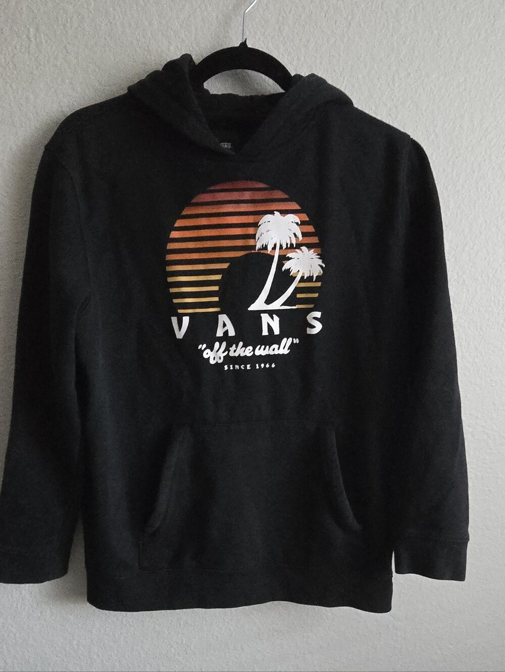 Vans Black Hoodie with Sunset Palm Graphic